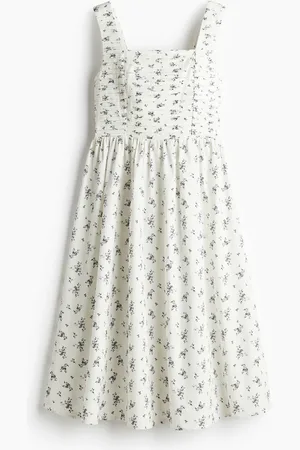 H&M Ausgestelltes Kleid mit Biesen - Weiß