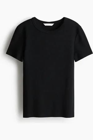 H&M Geripptes T-Shirt - Schwarz