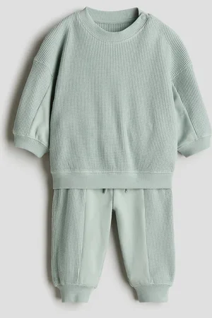 H&M Zweiteiler aus Baumwolle mit Waffelstruktur - Grün