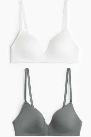 H&M 2er-Pack Wattierte, bügellose Baumwoll-BHs - Grün