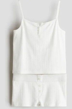 H&M Pyjama aus Baumwolljersey - Weiß