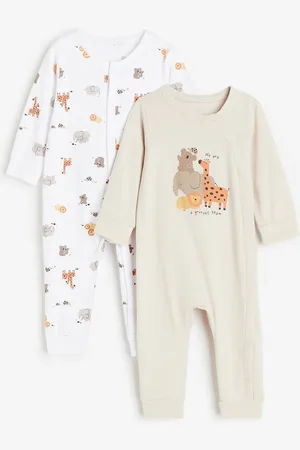 H&M 2er-Pack Baumwollschlafanzüge mit Print - Beige
