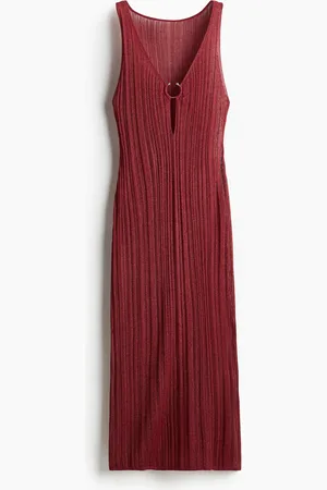 H&M Geripptes Strandkleid - Rot