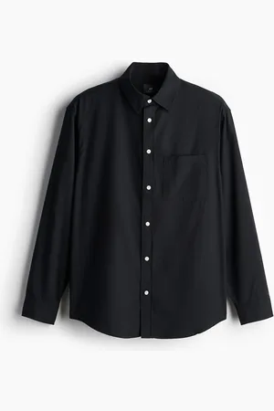 H&M Hemd aus Modalmischung in Regular Fit - Schwarz