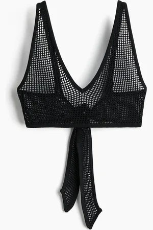 H&M Strandtop in Ajourstrick - Schwarz