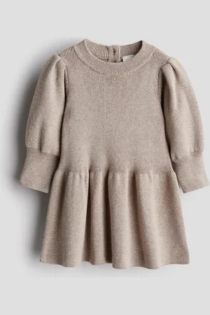 H&M Feinstrickkleid aus Baumwolle - Braun