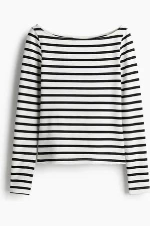 H&M Shirt mit U-Boot-Ausschnitt - Weiß