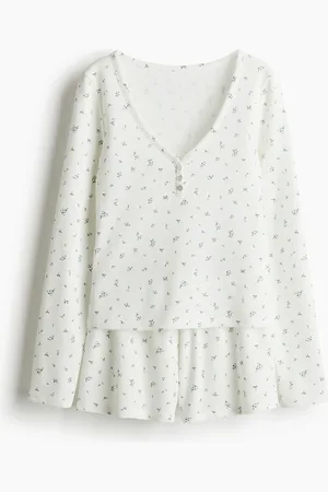 H&M Pyjama mit Waffelstruktur - Weiß