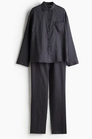 H&M Pyjama aus gewaschenem Leinen - Grau