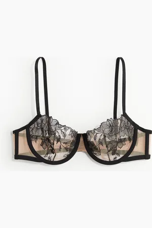 H&M Bestickter Balconette-BH - Schwarz