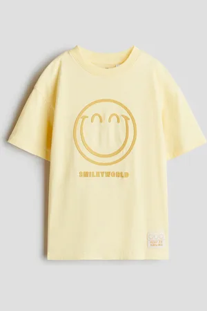 H&M Oversized T-Shirt mit Print - Gelb