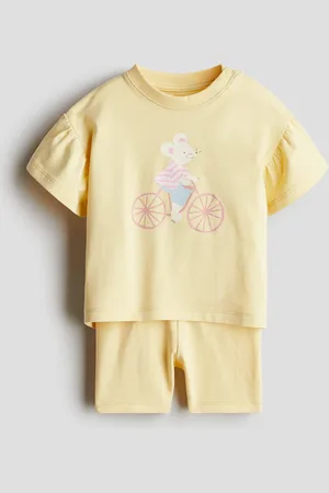 H&M Zweiteiler aus Baumwolljersey - Gelb