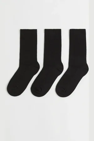 H&M 3er-Pack Gerippte Socken - Schwarz