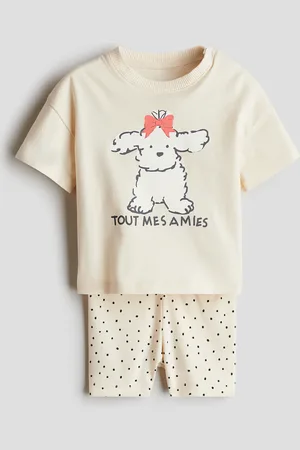 H&M Zweiteiler aus Baumwolljersey - Beige