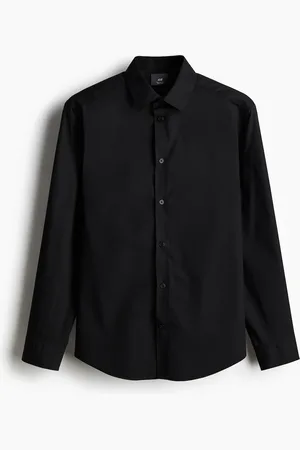 H&M Easy-Iron-Hemd in Regular Fit - Schwarz