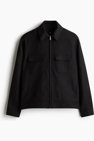 H&M Shacket aus Leinenmix in Regular Fit - Schwarz