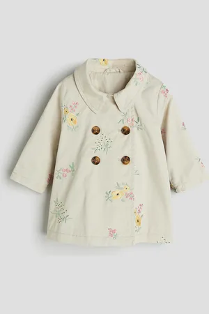 H&M Baumwoll-Trenchcoat mit Stickereien - Beige