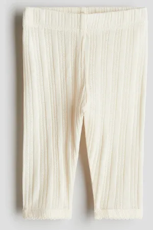 H&M Leggings aus Baumwolljersey mit Pointellemuster - Weiß