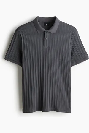 H&M Poloshirt aus Strukturjersey in Slim Fit - Grau