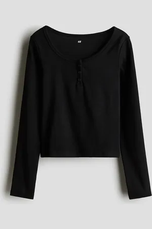 H&M Langarmshirt aus Jersey - Schwarz