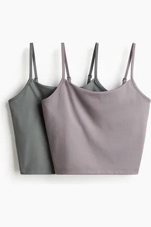 H&M 2er-Pack Sporttops mit integriertem BH - Grau