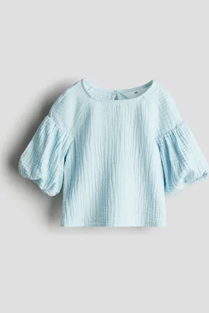 H&M Bluse aus Baumwollmusselin - Blau