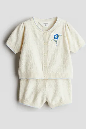 H&M Zweiteiler mit Perlmuster und Stickdetail - Weiß