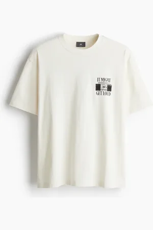 H&M Bedrucktes T-Shirt in Loose Fit - Weiß