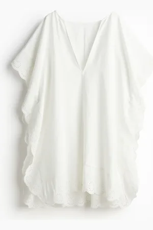H&M Strandkaftan mit Broderie Anglaise - Weiß