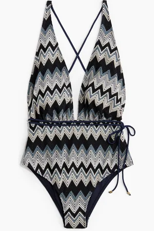 H&M Crochethalter Wrap Around Swimsuit - Blau