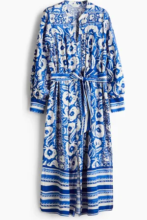H&M Kaftankleid mit Bindegürtel - Blau