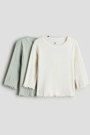 H&M 2er-Pack Gerippte Jerseyshirts - Grün