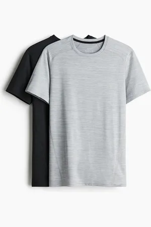 H&M 2er-Pack Sportshirts mit DryMove™ in Muscle Fit - Schwarz