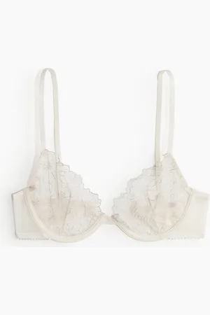 H&M Unwattierter Demi-Bügel-BH mit Stickereien - Beige