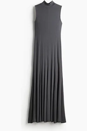 H&M Langes Kleid mit Turtleneck - Grau