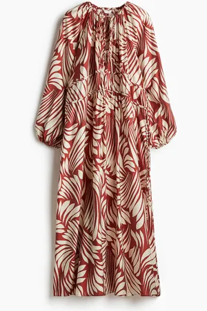 H&M Oversized Kleid mit Kordelzügen - Rot