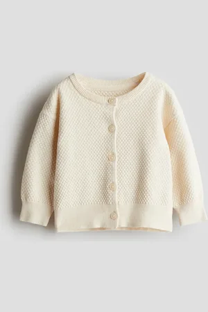 H&M Baumwollcardigan in Musterstrick - Beige