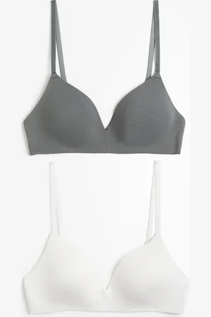 H&M 2er-Pack Wattierte, bügellose Baumwoll-BHs - Grün