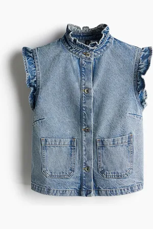 H&M Jeansgilet mit Volants - Blau