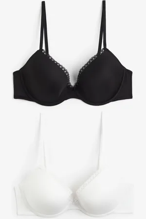 H&M 2er-Pack Wattierte Bügel-BHs aus Mikrofaser - Weiß