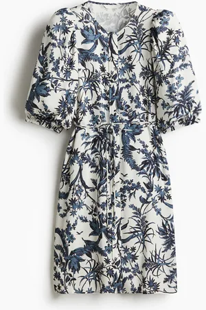 H&M Kleid mit Puffärmeln - Weiß
