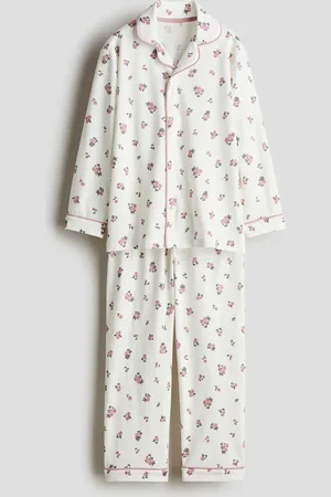 H&M Gemusterter Jerseypyjama - Weiß