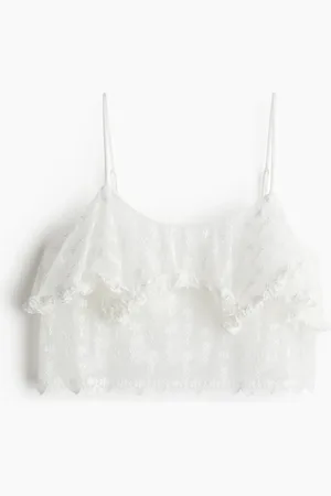 H&M Trägertop aus besticktem Mesh - Weiß