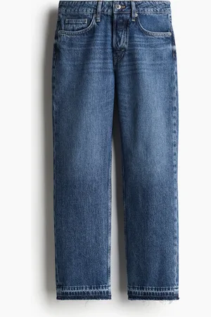 H&M Straight Regular Ankle Jeans - Blau
