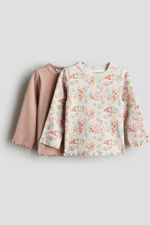 H&M 2er-Pack Gerippte Baumwollshirts - Beige