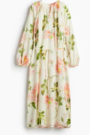 H&M Kleid mit Ballonärmeln - Beige