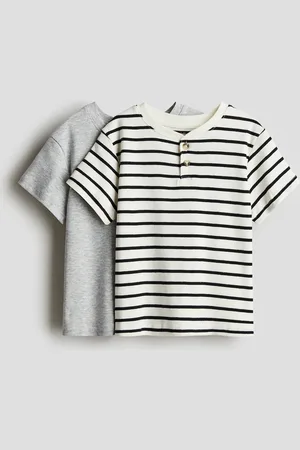 H&M 2er-Pack Henley-T-Shirts - Grau