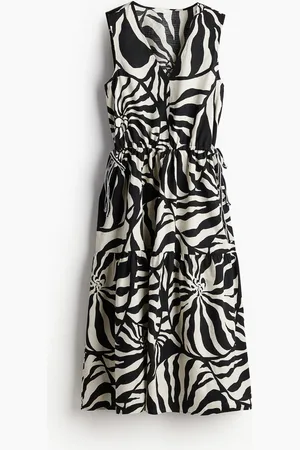 H&M Baumwollkleid mit Kordelzügen - Schwarz