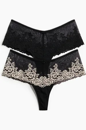 H&M 2er-Pack Hipster-Tangas aus Spitze - Schwarz