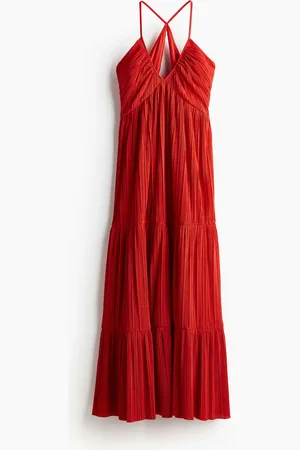 H&M Plissiertes Maxikleid - Rot
